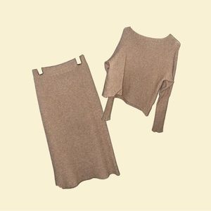 Matching sweater set, long sleeve tan